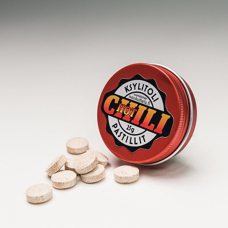 Chili Xylitol Pastilles &ndash; Pocket Tin 25 g | Sugar-Free, Strong Chili Flavor